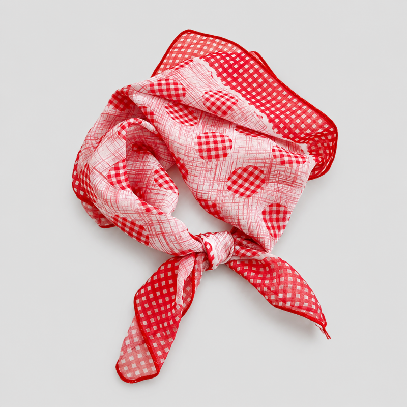 Red Tone Floral Square Scarf - Shopdayla Wholesale - #5330