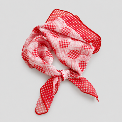 Red Tone Floral Square Scarf