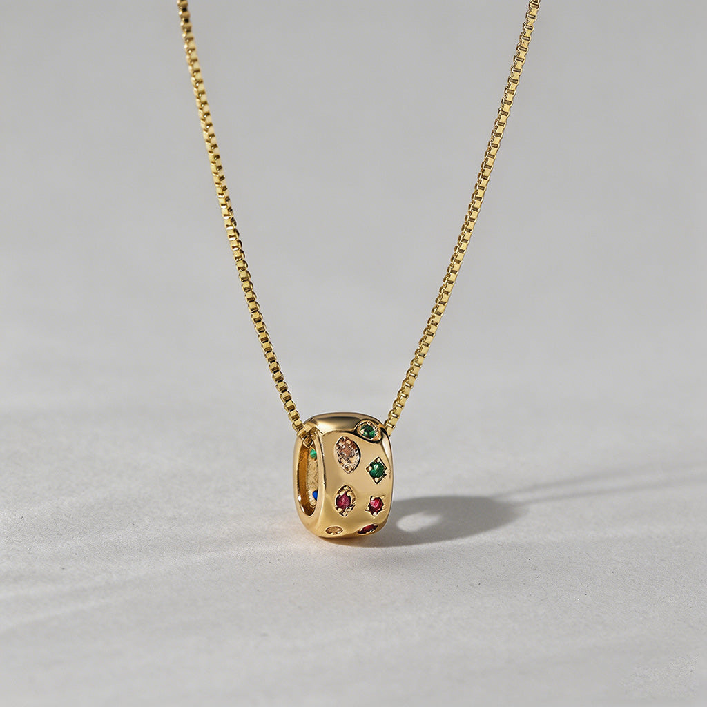 Multicolor CZ Barrel Pendant N - Shopdayla Wholesale - #0290