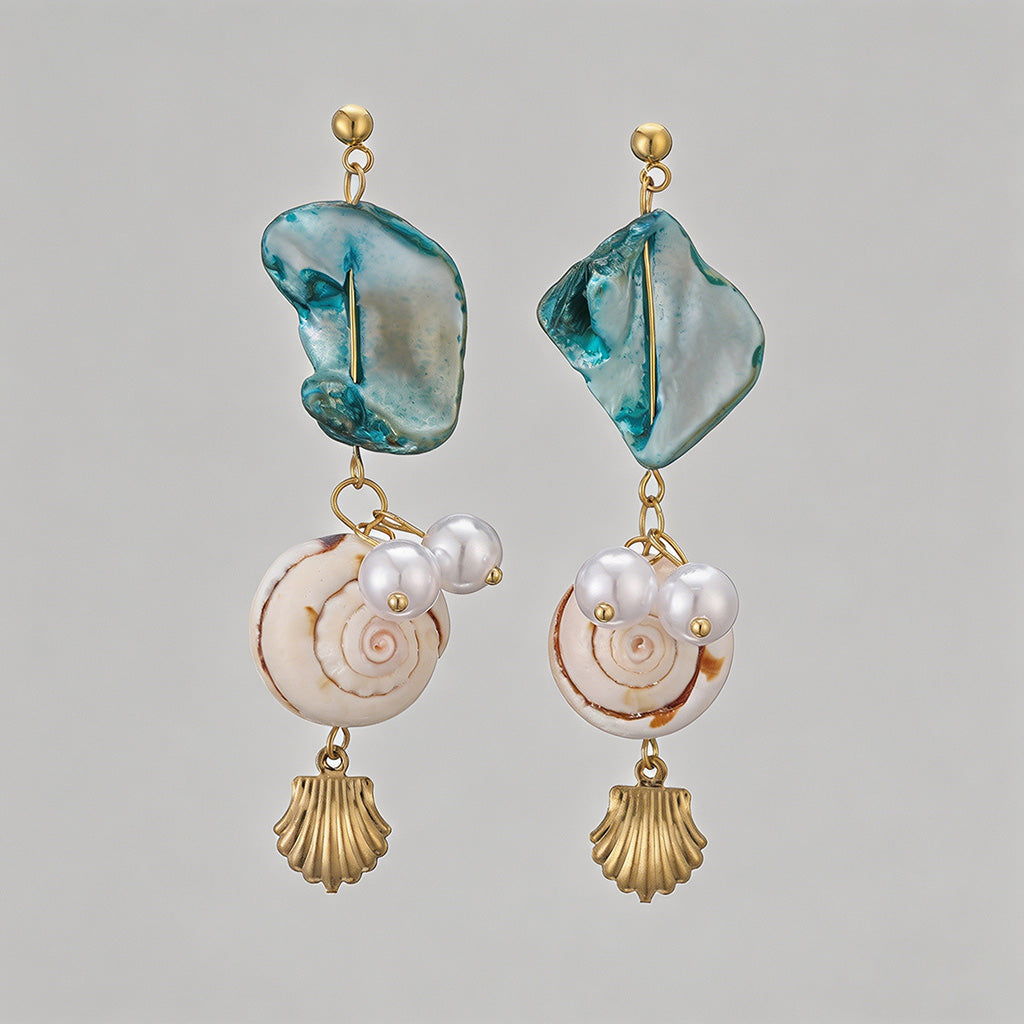 Blue Seashell & Pearl Jewelry Set