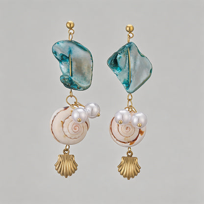 Blue Seashell & Pearl Jewelry - Shopdayla Wholesale - #7026