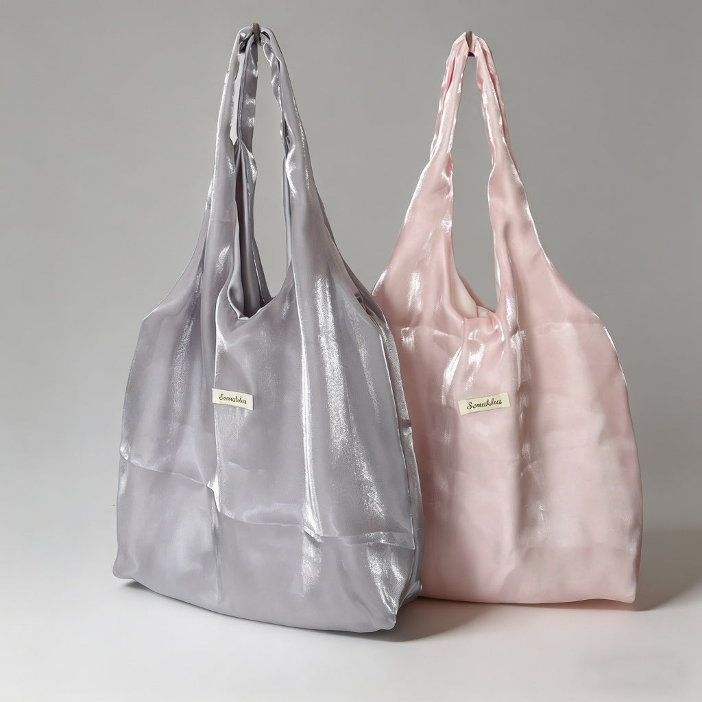 Shimmering Satin Hobo Tote Bag - Shopdayla Wholesale - #9490