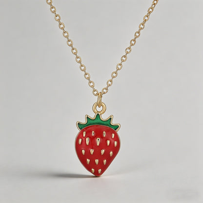 Vibrant Enamel Strawberry Pend - Shopdayla Wholesale - #7154