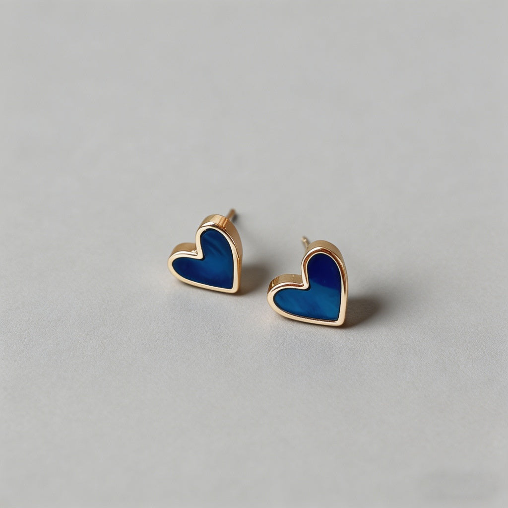 Blue Heart 925 Silver Post Ear - Shopdayla Wholesale - #5746