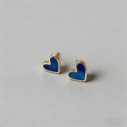Blue Heart 925 Silver Post Ear - Shopdayla Wholesale - #5746