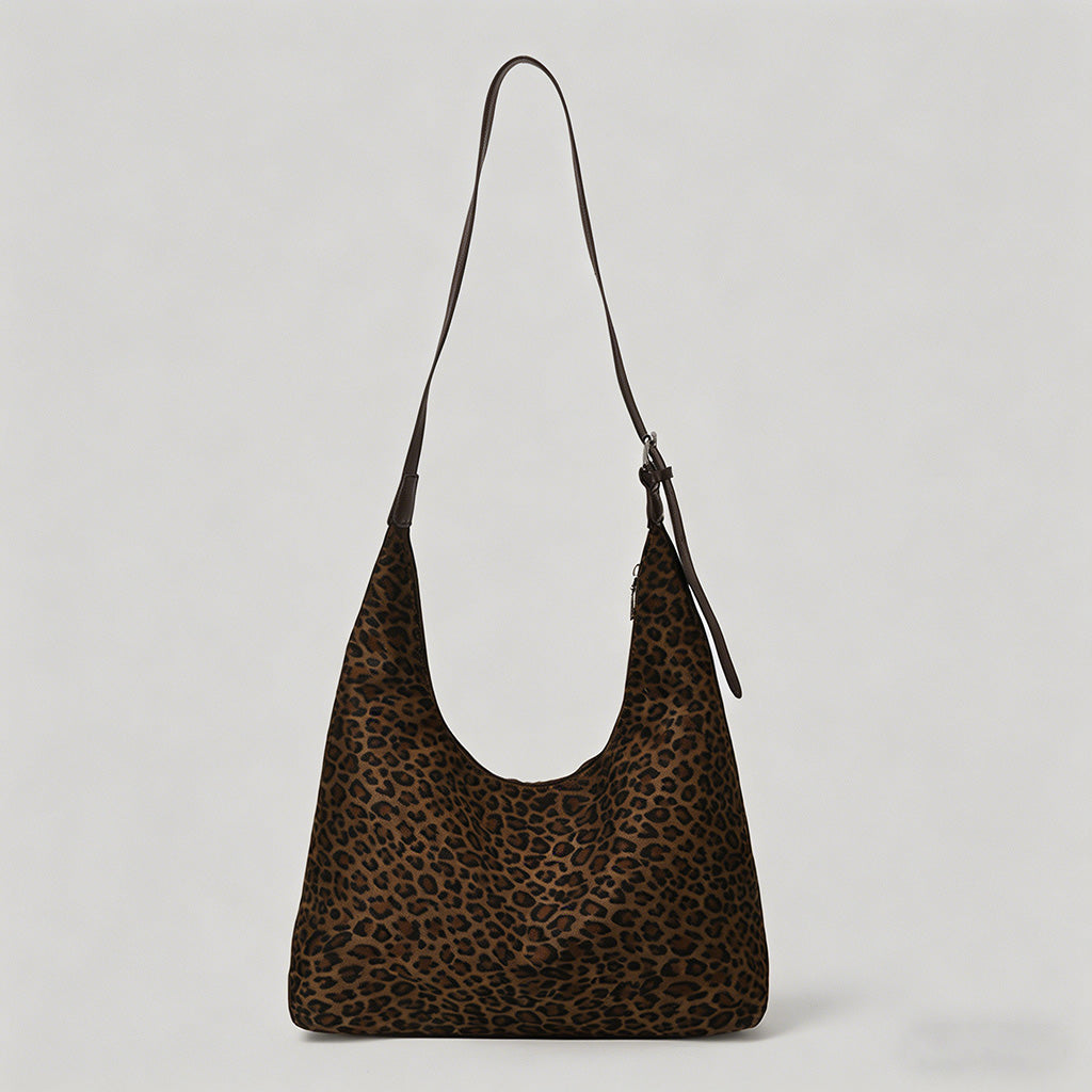 Leopard Print Suede Hobo Bag - Shopdayla Wholesale - #1842