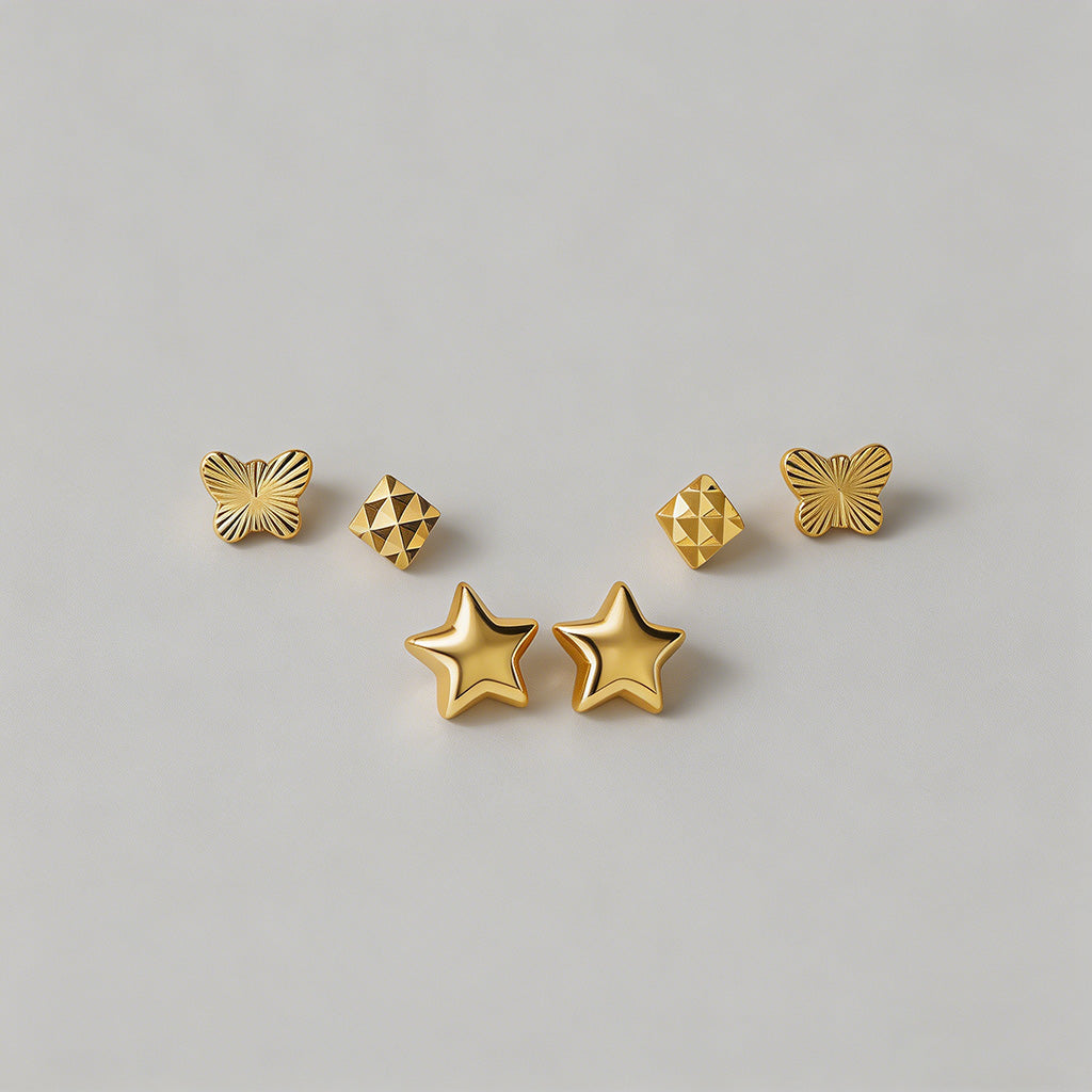 Gold Stud Earring Set - Shopdayla Wholesale - #6834