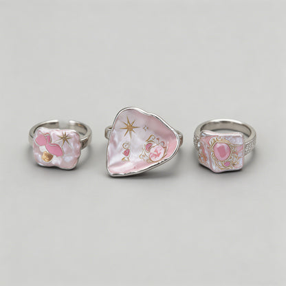 Pink Enamel Mother-of-Pearl He - Shopdayla Wholesale - #0242