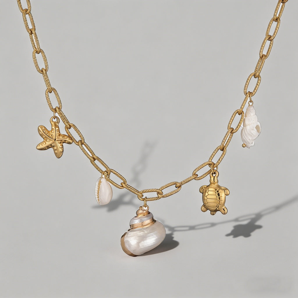 Baroque Pearl & Ocean Motif Ne - Shopdayla Wholesale - #8082