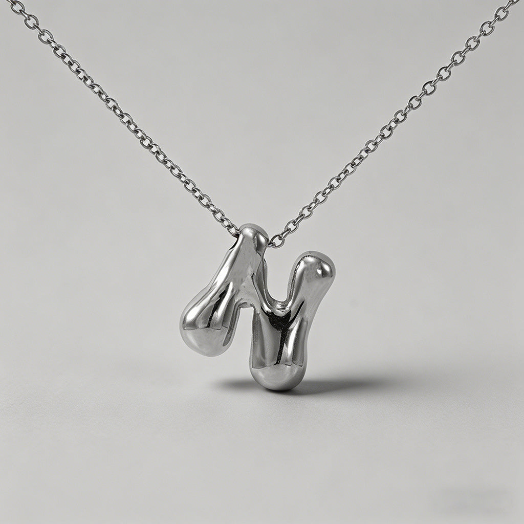 3D Bubble Letter Initial Neckl - Shopdayla Wholesale - #3090