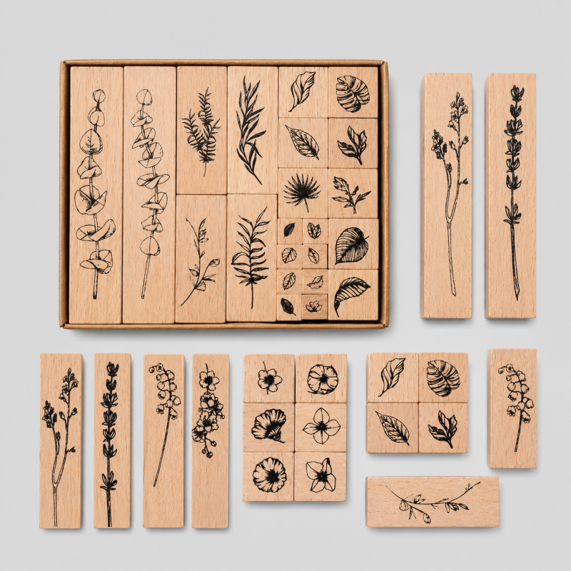 Vintage Botanical Wooden Rubbe - Shopdayla Wholesale - #2898