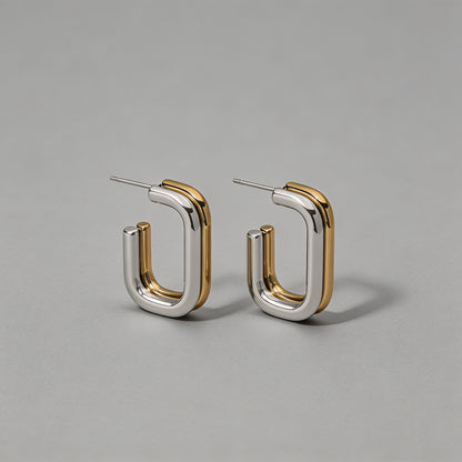 Two-Tone Gold & Silver Square - Shopdayla Wholesale - #1858