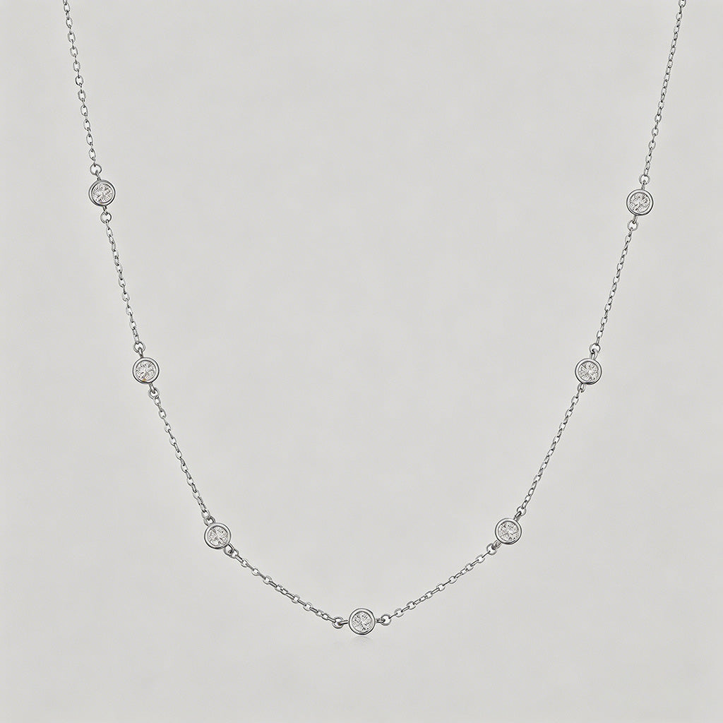 Bubble CZ Station Necklace - Shopdayla Wholesale - #4642