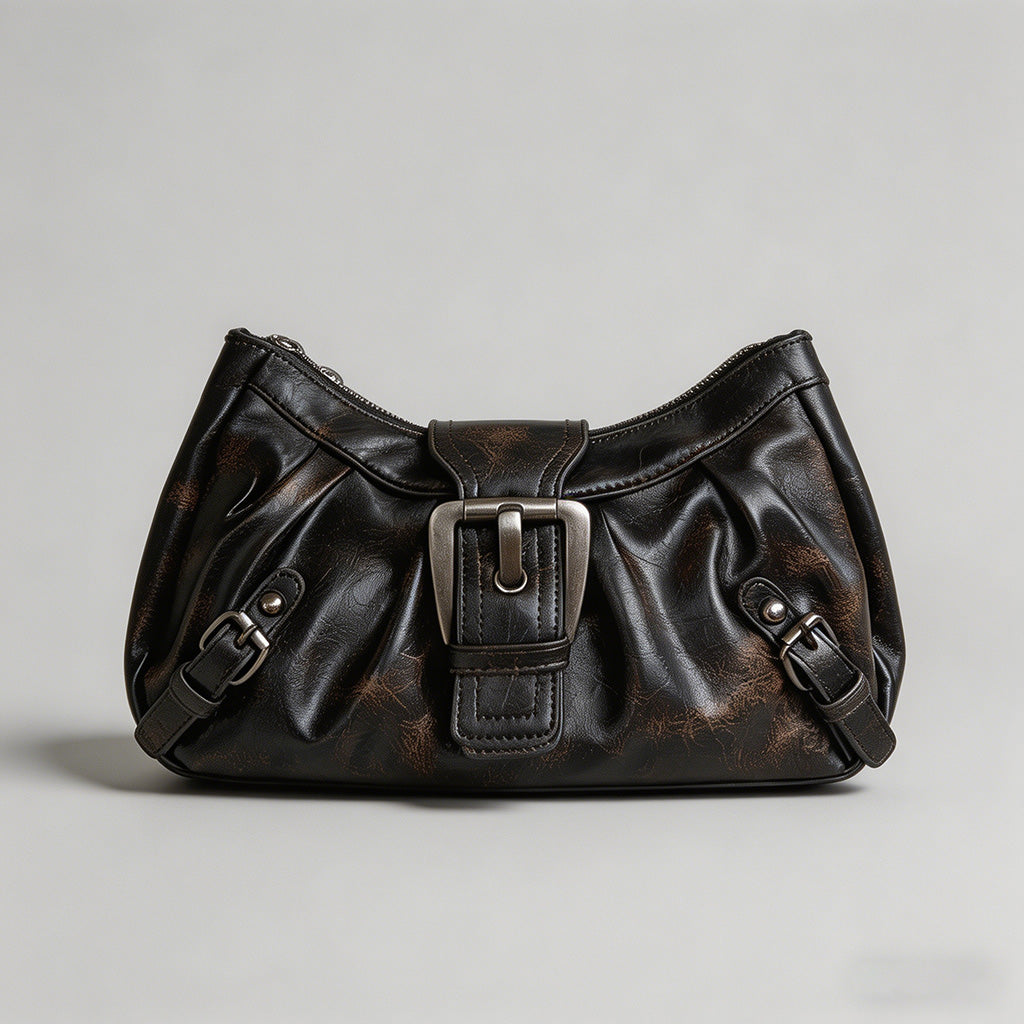 Vintage Washed Leather Hobo Sh - Shopdayla Wholesale - #9762