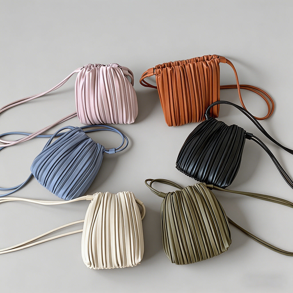 Pleated Faux Leather Crossbody - Shopdayla Wholesale - #4690