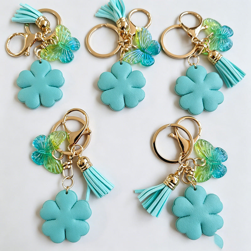 26 Letters Resin Butterfly Charm Keychains