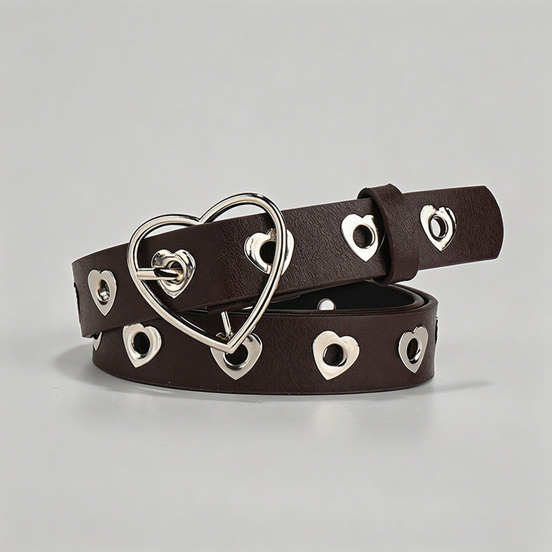 Heart-Shaped Eyelet PU Belt - Shopdayla Wholesale - #1362