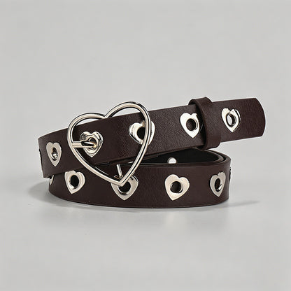 Heart-Shaped Eyelet PU Belt - Shopdayla Wholesale - #1362