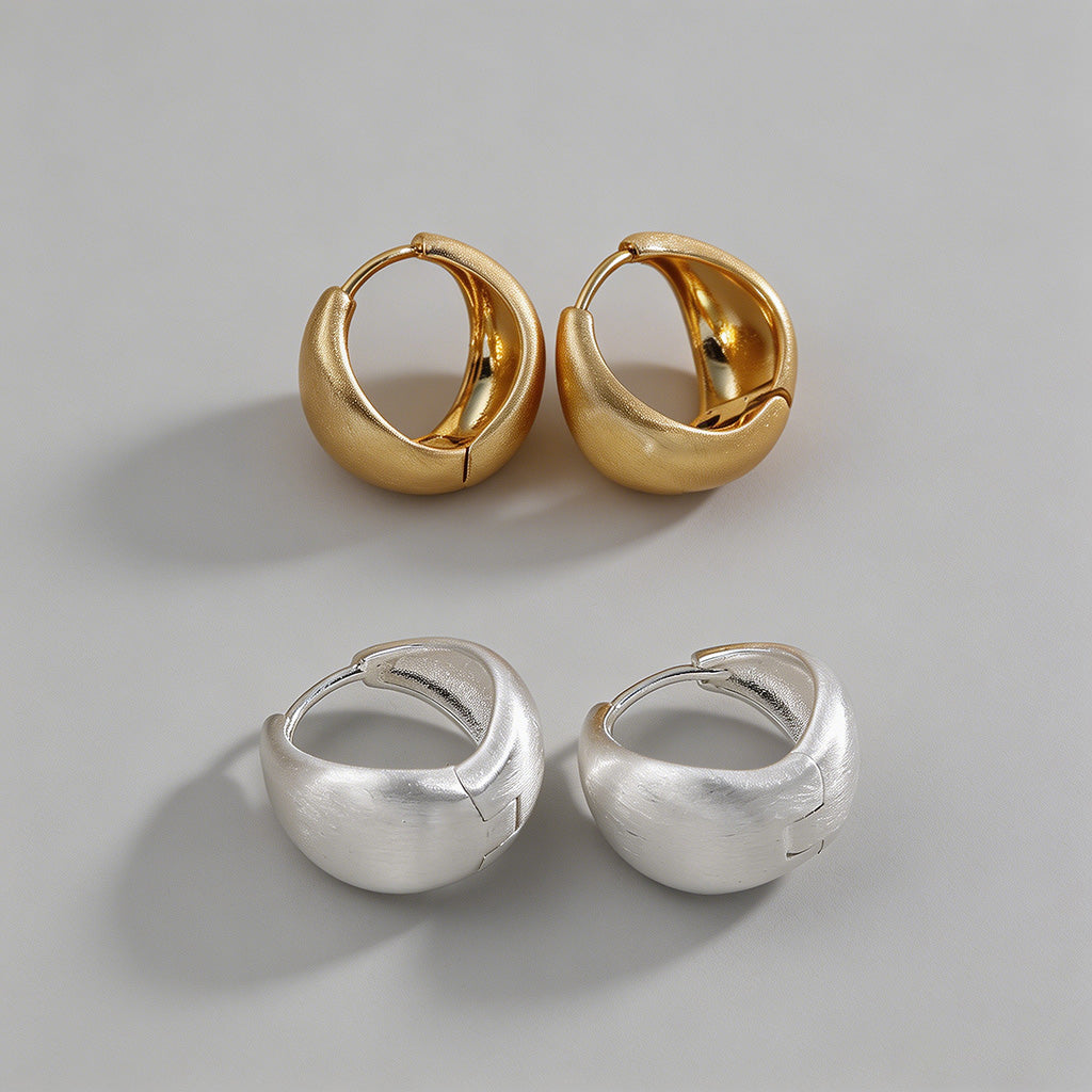 Brushed Dome Hoop Earrings