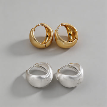 Brushed Dome Hoop Earrings