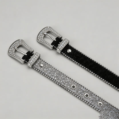 Rhinestone Glitter PU Belt - Shopdayla Wholesale - #1106
