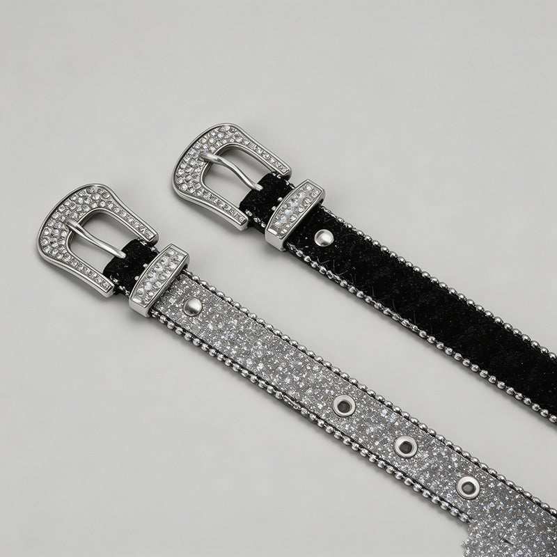 Rhinestone Glitter PU Belt - Shopdayla Wholesale - #4274