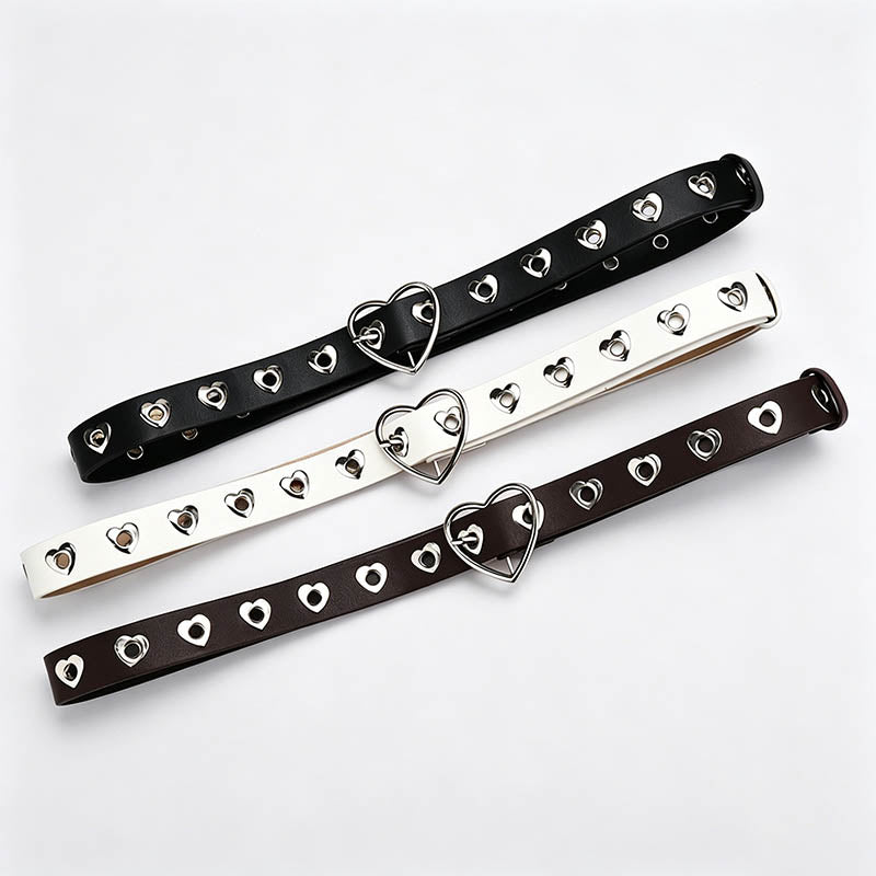 Heart‑Shaped Eyelet Leather Be - Shopdayla Wholesale - #6418