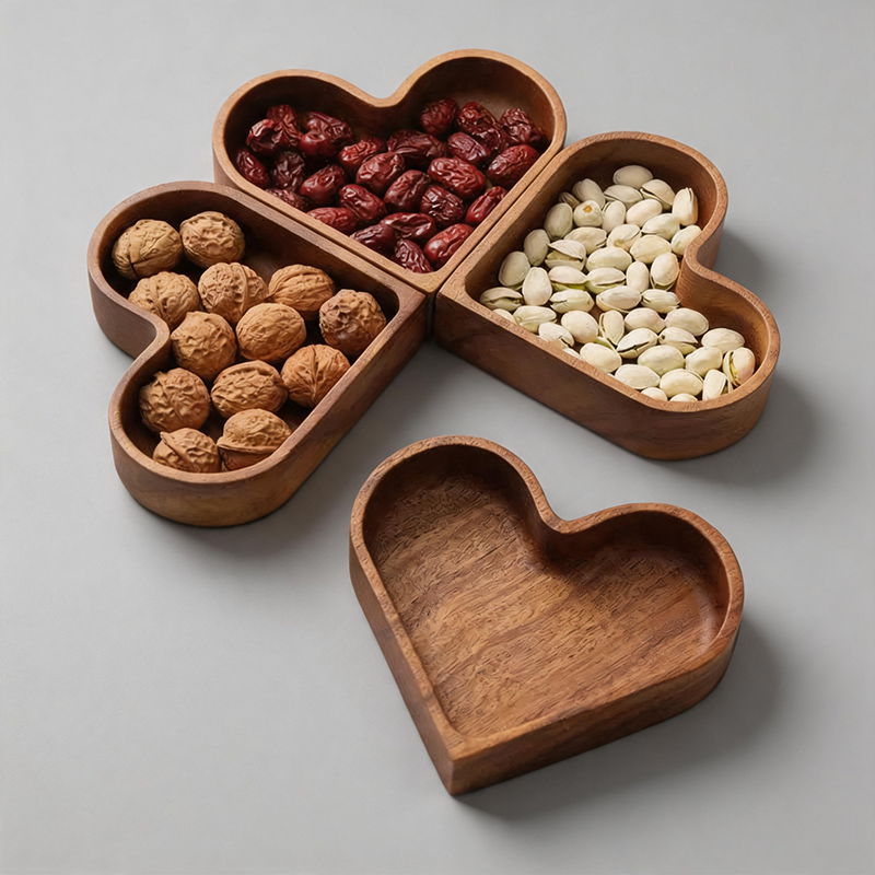 Heart‑Shaped Solid Wood Tray【图 - Shopdayla Wholesale - #6882