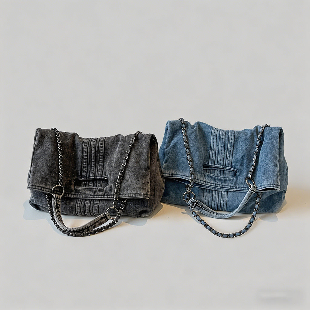 Vintage Denim Chain Shoulder T - Shopdayla Wholesale - #4018