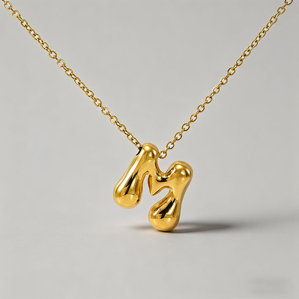 3D Bubble Letter Initial Neckl - Shopdayla Wholesale - #7826