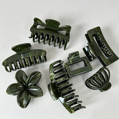 Green Gradient Flower Claw Clip