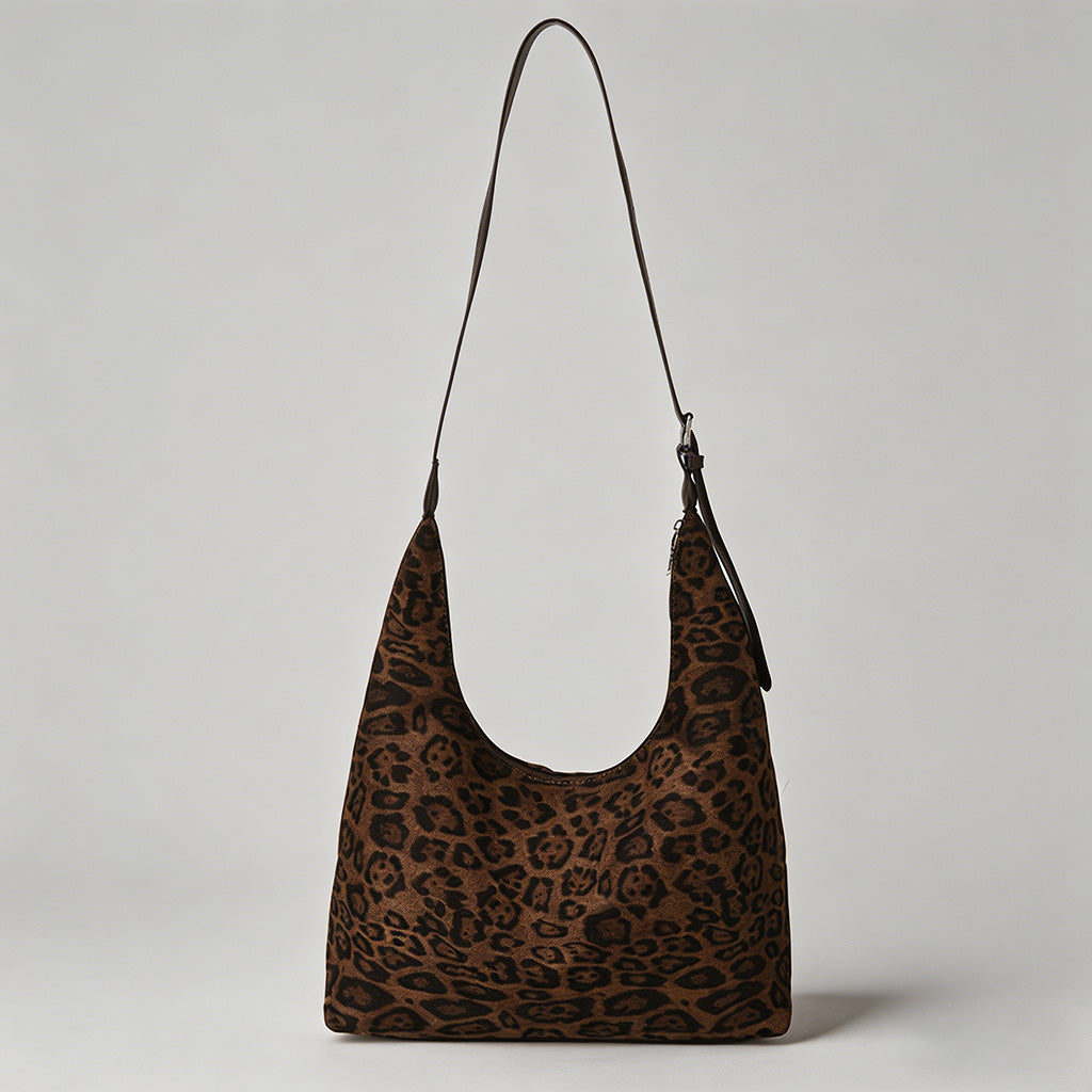Leopard Print Suede Hobo Bag - Shopdayla Wholesale - #2914