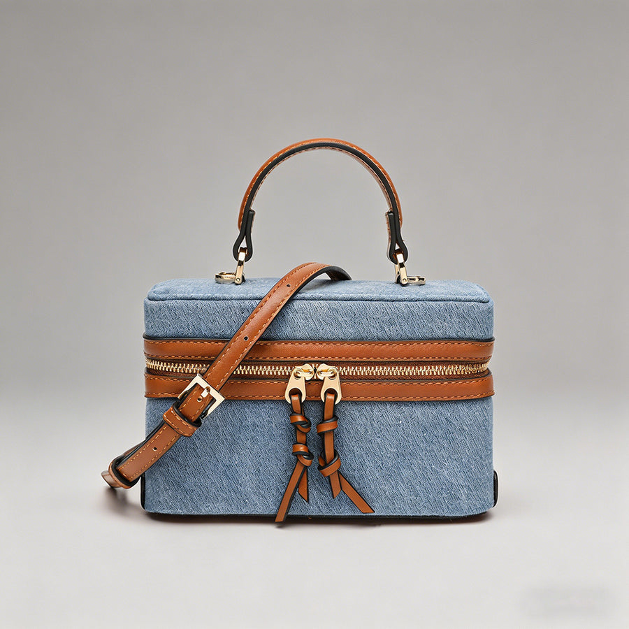 Canvas & Leather Boxy Crossbod - Shopdayla Wholesale - #6498