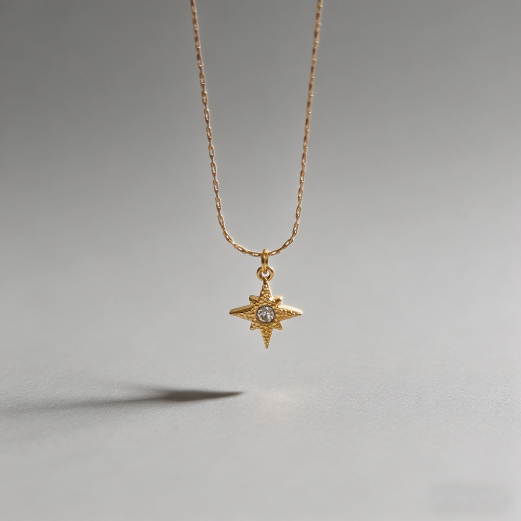 Textured North Star Pendant Ne - Shopdayla Wholesale - #1362