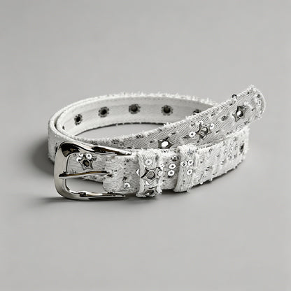 Denim Sequin Star Eyelets Belt - Shopdayla Wholesale - #3202