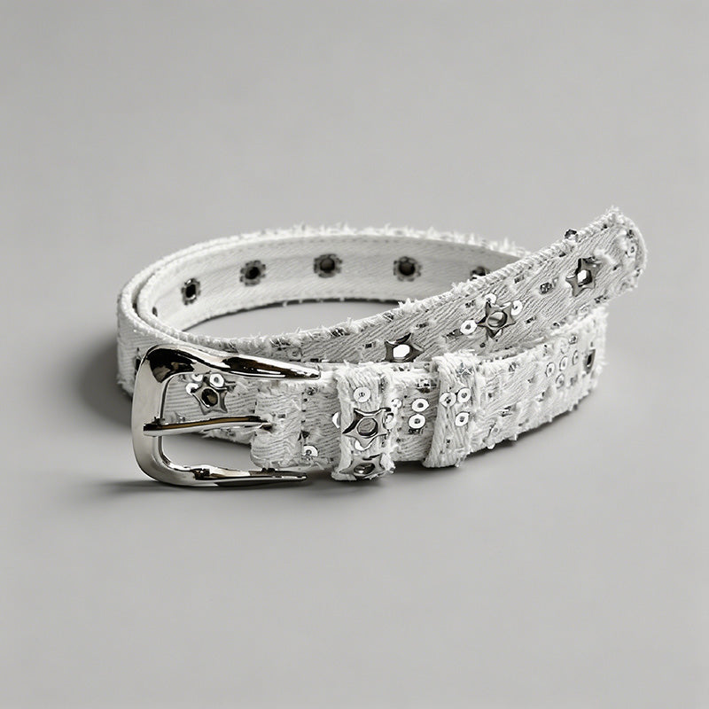 Denim Sequin Star Eyelets Belt - Shopdayla Wholesale - #3202