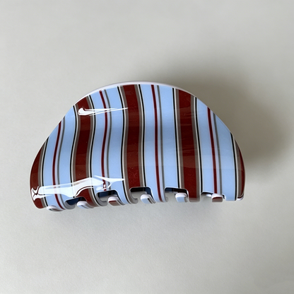 Blue Brown Striped Claw Clip