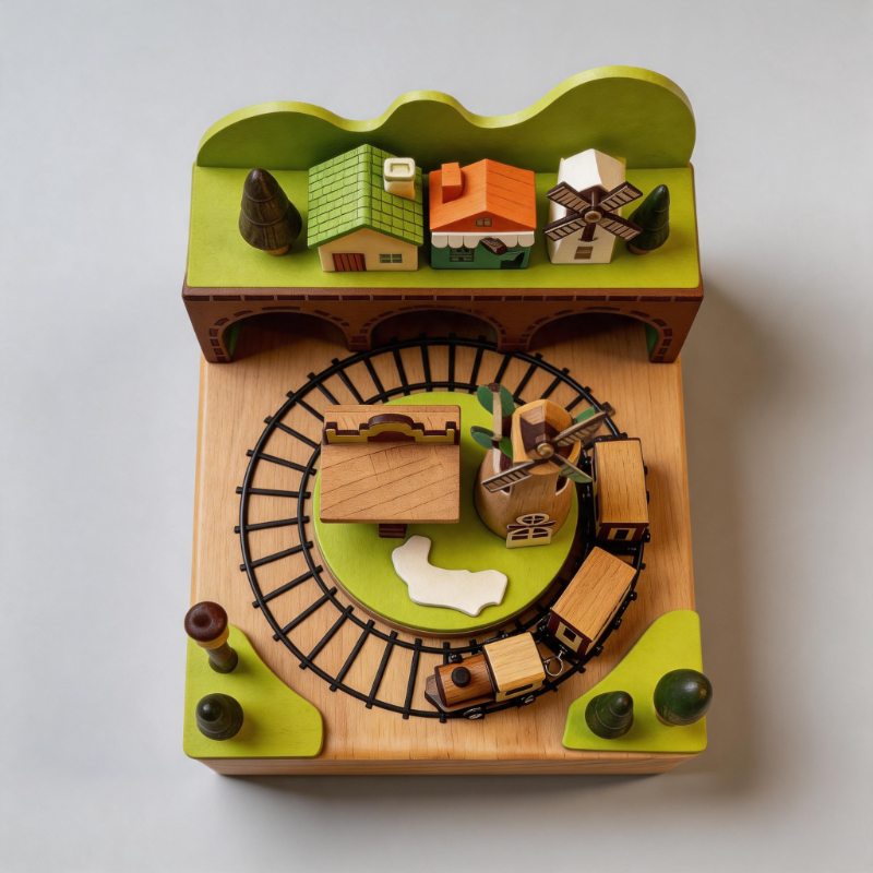 Rotating Bear Wooden Mechanical Music Box