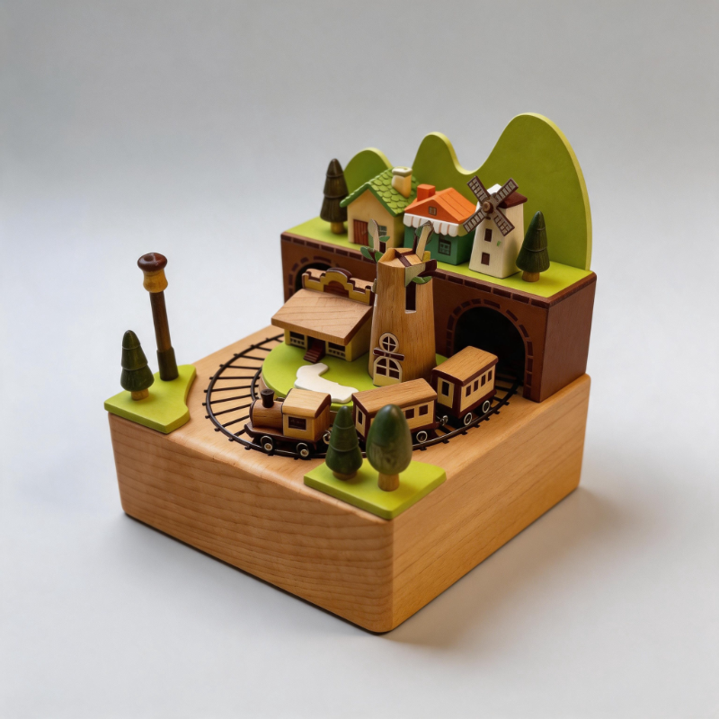 Rotating Bear Wooden Mechanical Music Box