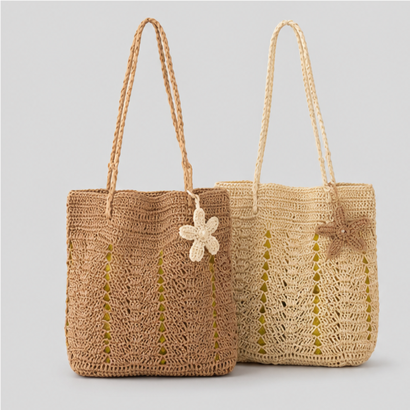 Floral Crochet Tote Bag