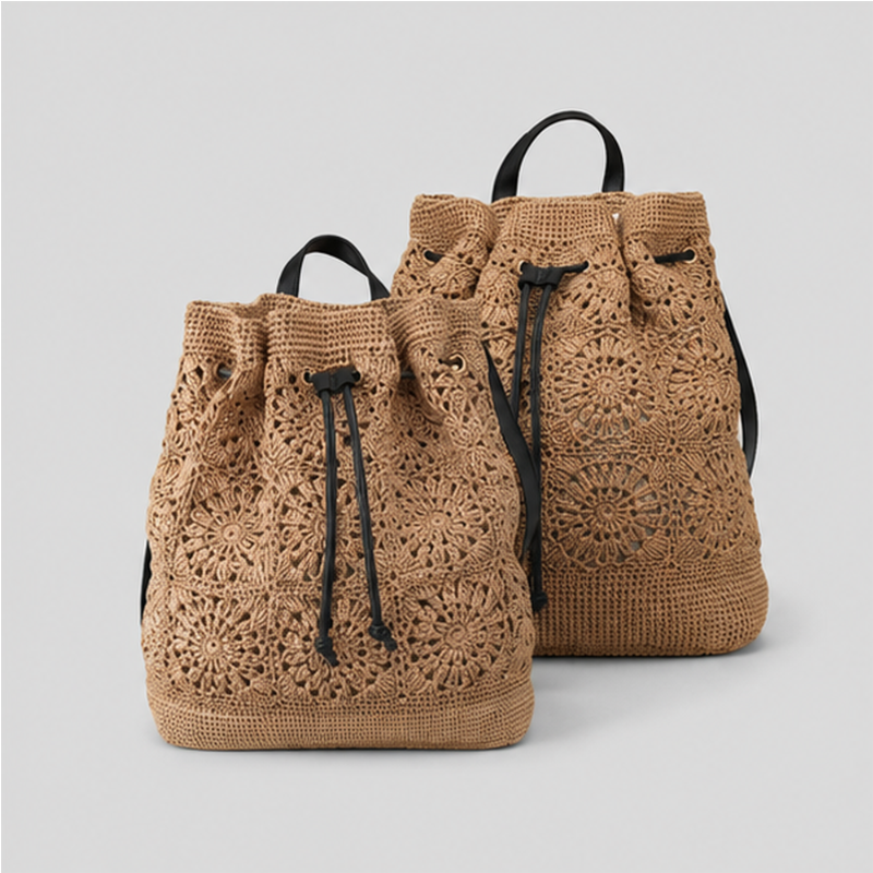 Crochet Drawstring Backpack