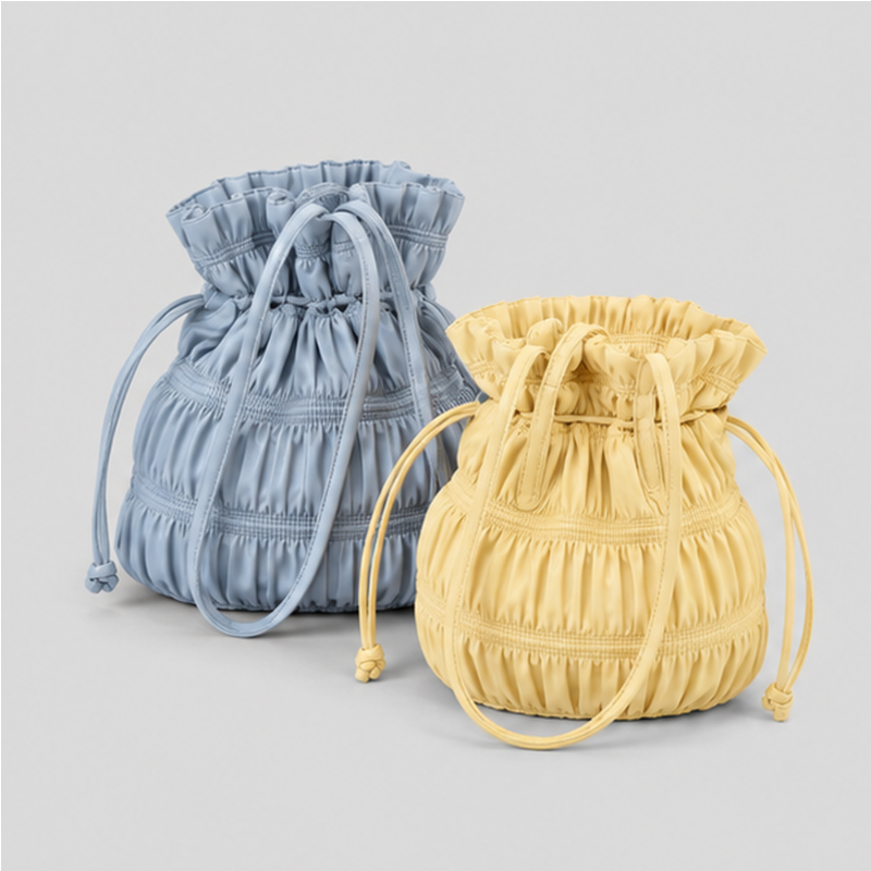 Ruched Drawstring Shoulder Bag