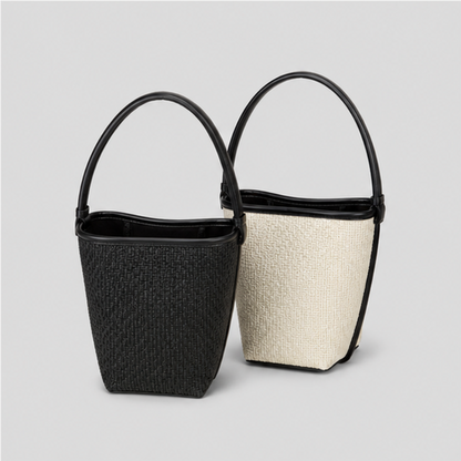 Contrast Trim Bucket Tote Bag