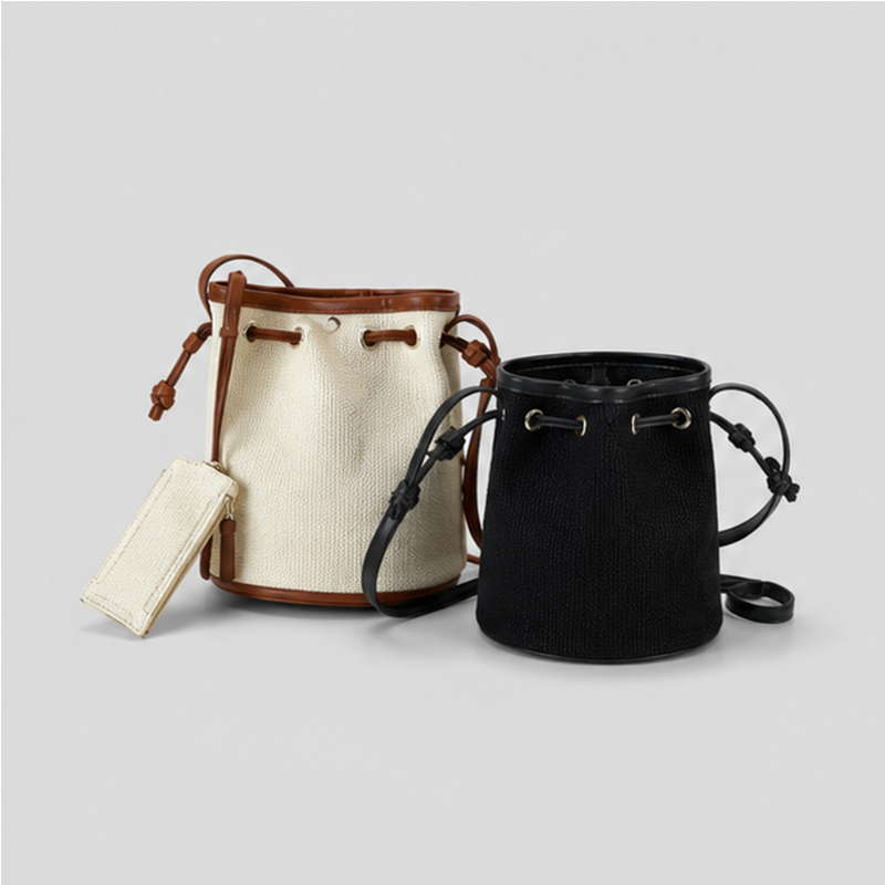 Canvas Drawstring Bucket Bag