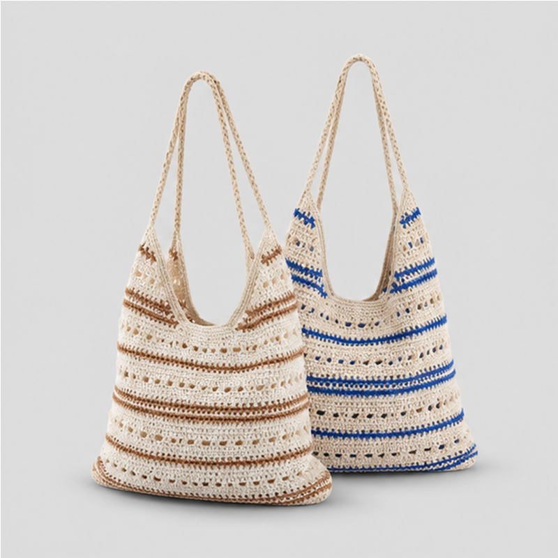 Striped Crochet Shoulder Bag