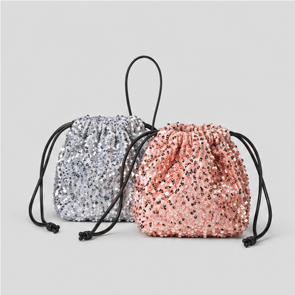 Sequin Drawstring Crossbody Bag