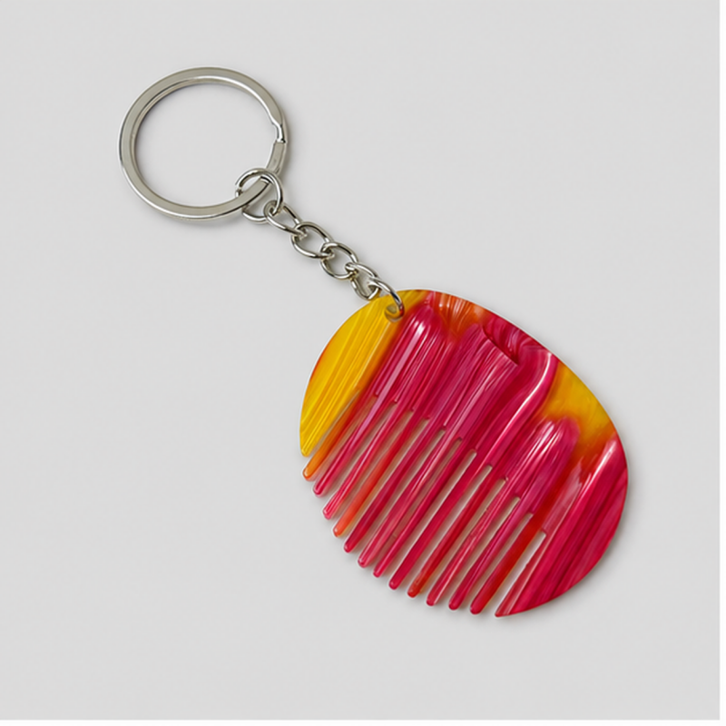 Striped Disc Comb Keychain