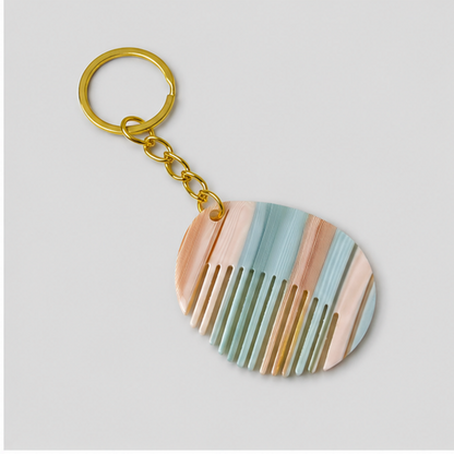 Striped Disc Comb Keychain