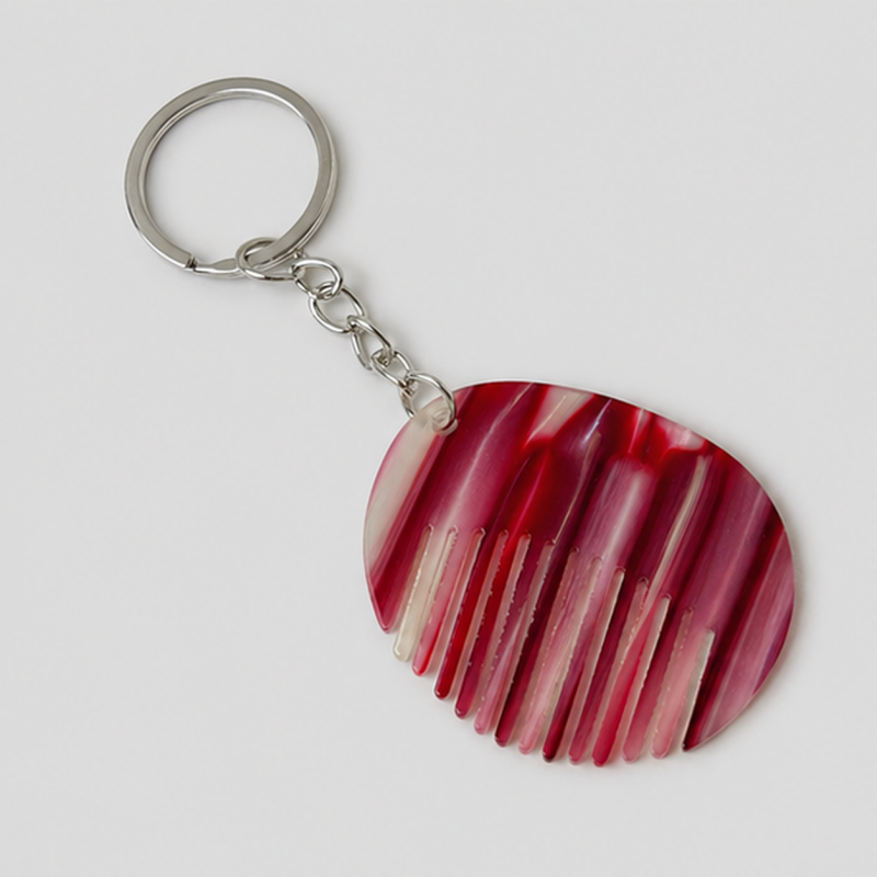 Striped Disc Comb Keychain