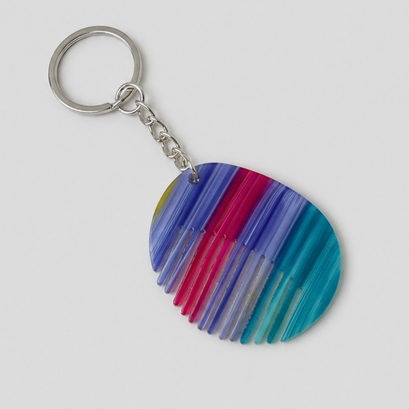 Striped Disc Comb Keychain